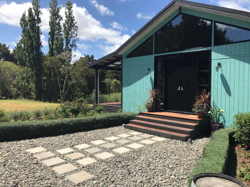 Barn style dwelling steps pavings construct build